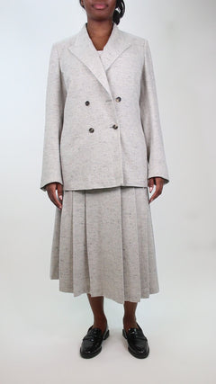 Light grey cashmere double-breasted blazer - size UK 12/14