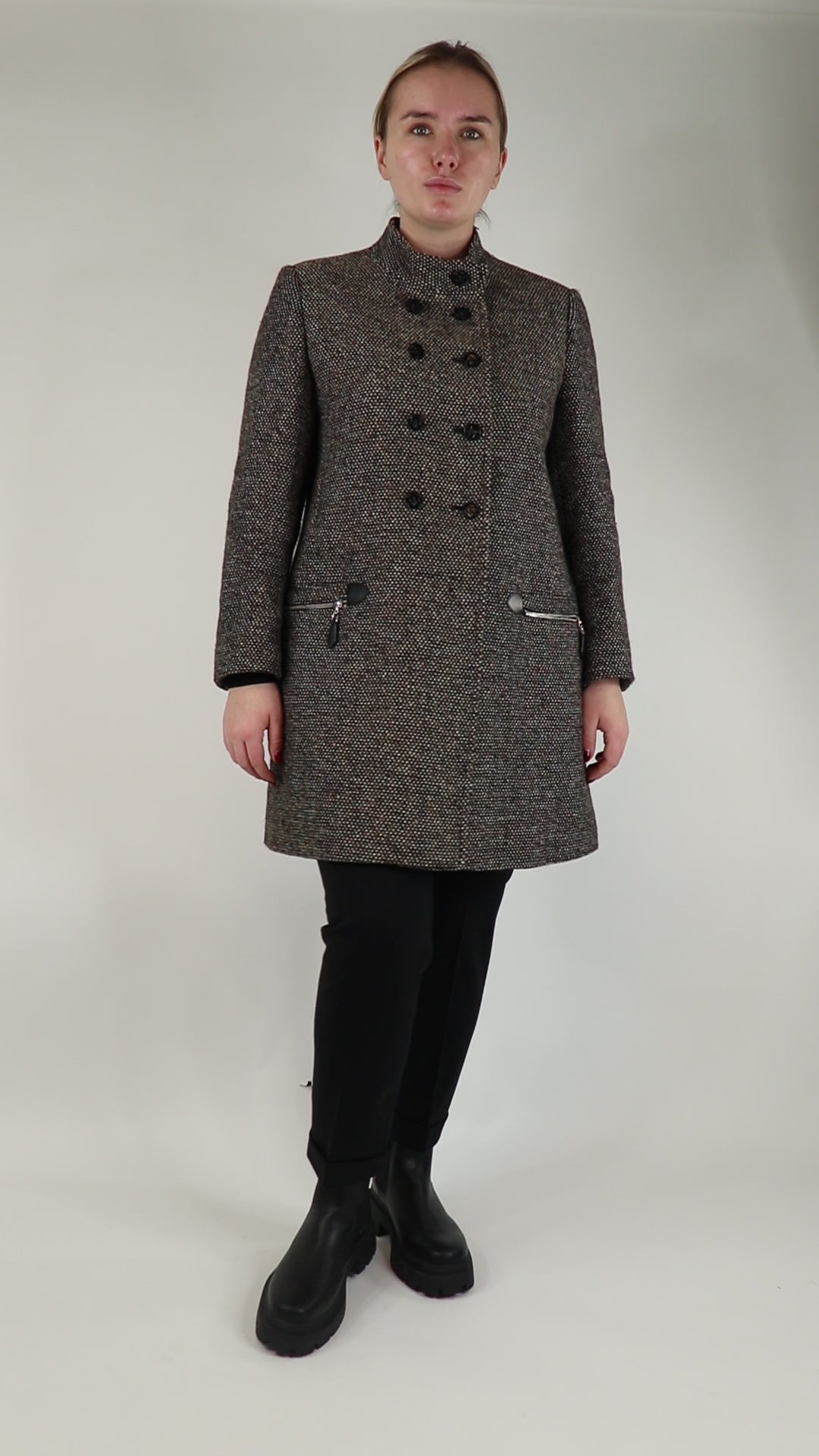 Grey Herringbone coat - size M