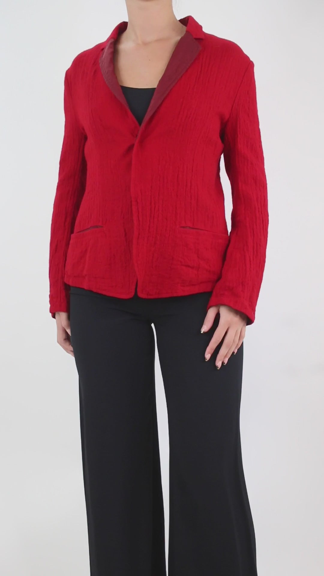 Red lightweight wool jacket - size UK 10