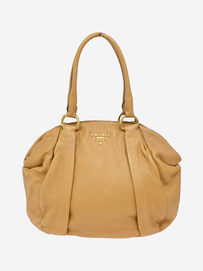 Beige Vitello Daino leather top handle bag Top Handle Bags Prada 