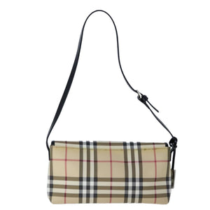 Burberry BURBERRY Nova Check Shoulder Bag PVC Leather Beige Black Auth 107543