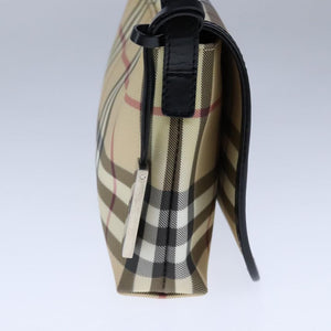Burberry BURBERRY Nova Check Shoulder Bag PVC Leather Beige Black Auth 107543