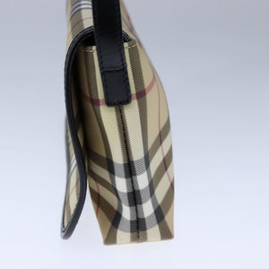 Burberry BURBERRY Nova Check Shoulder Bag PVC Leather Beige Black Auth 107543