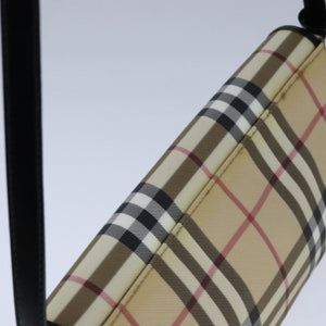 Burberry BURBERRY Nova Check Shoulder Bag PVC Leather Beige Black Auth 107543