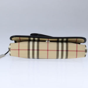 Burberry BURBERRY Nova Check Shoulder Bag PVC Leather Beige Black Auth 107543