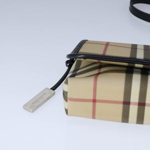 Burberry BURBERRY Nova Check Shoulder Bag PVC Leather Beige Black Auth 107543