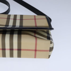 Burberry BURBERRY Nova Check Shoulder Bag PVC Leather Beige Black Auth 107543