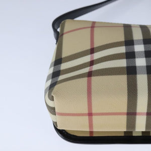Burberry BURBERRY Nova Check Shoulder Bag PVC Leather Beige Black Auth 107543