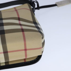Burberry BURBERRY Nova Check Shoulder Bag PVC Leather Beige Black Auth 107543