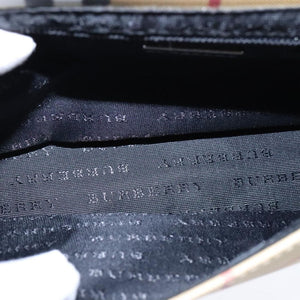 Burberry BURBERRY Nova Check Shoulder Bag PVC Leather Beige Black Auth 107543