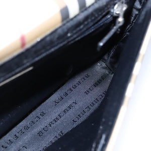 Burberry BURBERRY Nova Check Shoulder Bag PVC Leather Beige Black Auth 107543