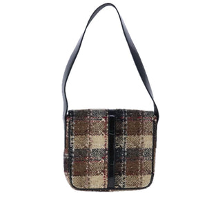 Burberry BURBERRY Nova Check Shoulder Bag Wool Leather Beige Black gold Auth 109097