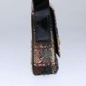 Burberry BURBERRY Nova Check Shoulder Bag Wool Leather Beige Black gold Auth 109097