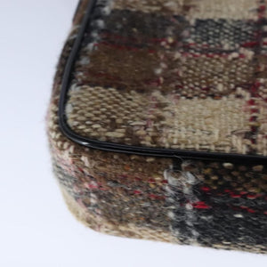 Burberry BURBERRY Nova Check Shoulder Bag Wool Leather Beige Black gold Auth 109097