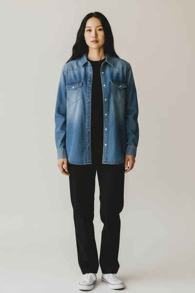 3x1 NYC Blue Stefy denim shacket - size S product image