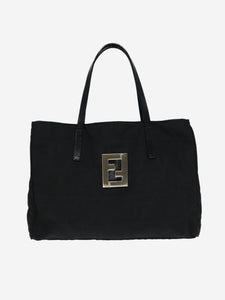 Fendi Black Zucca canvas top handle bag