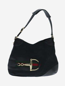 Gucci Black GG Canvas Web Sherry Line Horsebit shoulder bag