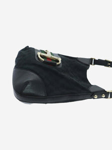 Gucci Black GG Canvas Web Sherry Line Horsebit shoulder bag