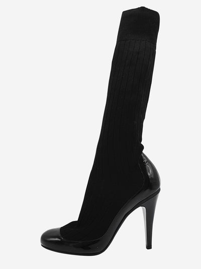 Black Round-toe heeled sock style boots - size EU 38.5 Boots Chanel 