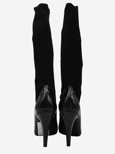 Chanel Black Round-toe heeled sock style boots - size EU 38.5