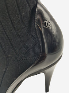 Chanel Black Round-toe heeled sock style boots - size EU 38.5