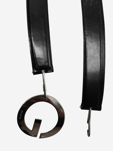 Gucci Black and silver G buckle leather belt
