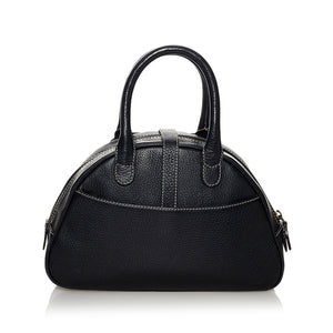 Christian Dior Black double saddle leather dome bag