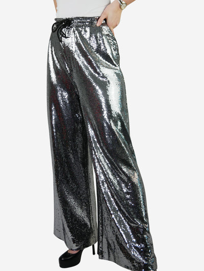 Silver high waisted sequin drawstring trousers - size M Trousers Loewe 