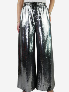 Loewe Silver high waisted sequin drawstring trousers - size M