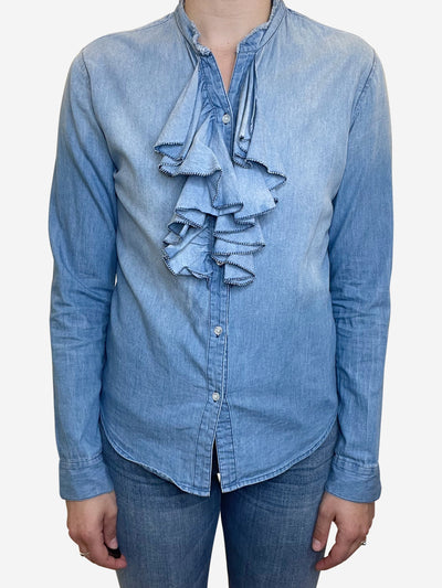 NSF Blue Long sleeve ruffle detail shirt - size S Tops NSF 