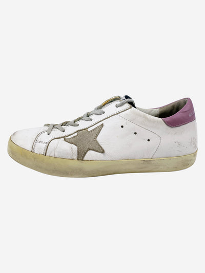 White leather lace up trainers with suede trim star detailing - size EU 41 Trainers Golden Goose Deluxe Brand 