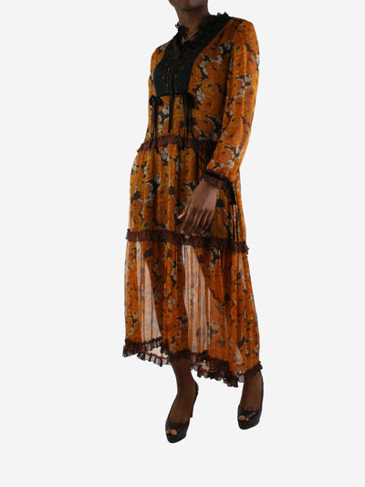 Orange silk floral dress - size US 8 Dresses Coach 