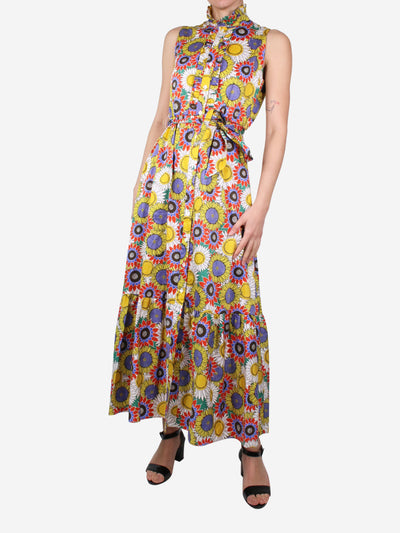 Multicoloured sleeveless floral midi dress - size UK 8 Dresses Borgo De Nor