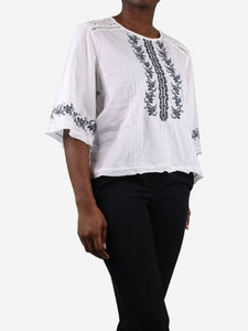 Brora White embroidered blouse - size UK 12