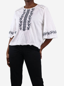 Brora White embroidered blouse - size UK 12