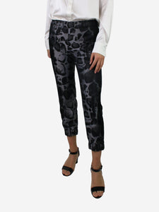 Giambattista Valli Black elasticated animal print trousers - size XS