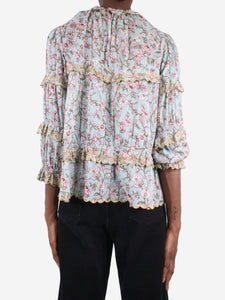 Isabel Marant Etoile Blue floral blouse with embroidery - size FR 36