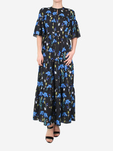 Borgo De Nor Black floral midi dress - size UK 10