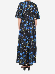 Borgo De Nor Black floral midi dress - size UK 10