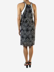 Comme Des Garçons Black sleeveless zip-up printed dress - size UK 10