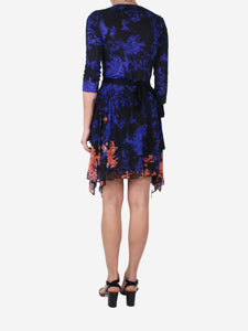 Diane Von Furstenberg Black silk floral wrap dress - size US 6