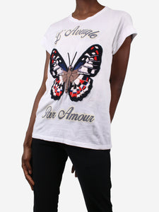Gucci White butterfly embroidered t-shirt - size S