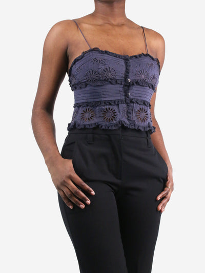 Blue lace-trimmed top with embroidery - size FR 40 Tops Isabel Marant