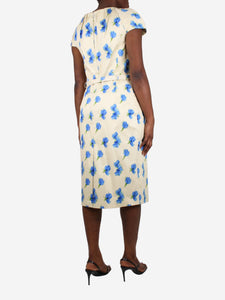 Samantha Sung Yellow floral dress with belt - size US 10