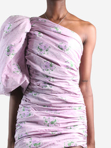 Guiseppe Di Morabito Purple puffed drape floral printed mini dress - size IT 40