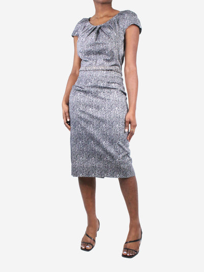Grey printed dress with belt - size US 10 Dresses Samantha Sung