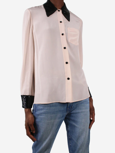 Pink silk shirt with sequin cuffs and collars - size IT 38 Tops Miu Miu
