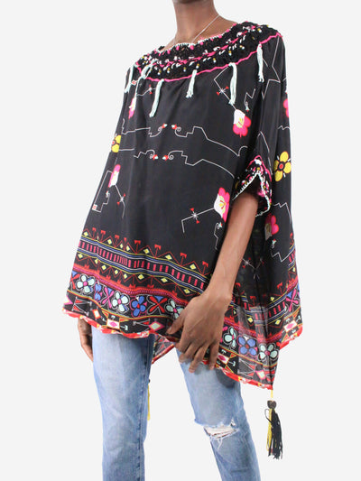 Floral printed top with tassle detailing - size S Tops Emamo