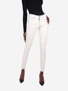 Rag & Bone Cream leather panelled straight-leg jeans - size W25