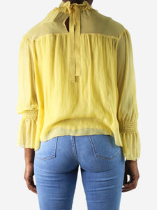 See By Chloe Yellow silk long-sleeved sheer blouse - size FR 40